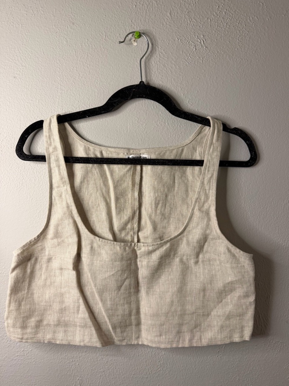 Reformation Natural Linen Crop Tank in Cream